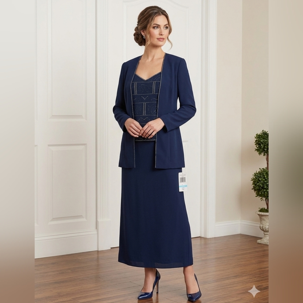 Elegant‎ Navy Two-Piece Evening Dress Set Size 18W & 20W - Picture 3 of 7